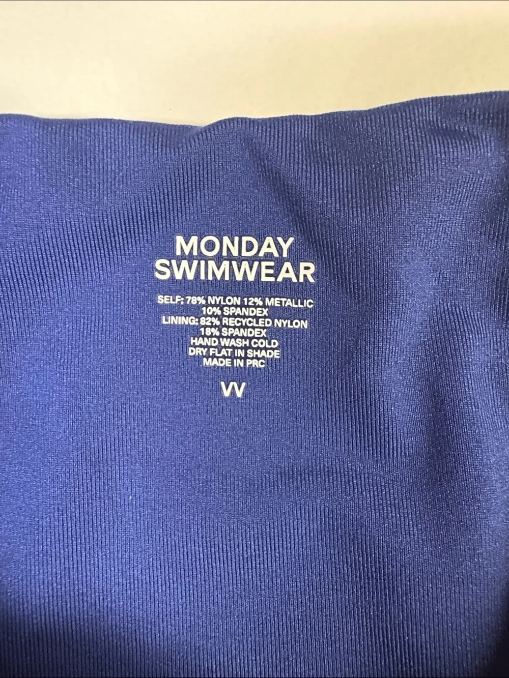 NWT Monday Swimwear Seychelles Modest Bottom Navy Shimmer Size VV 14/16